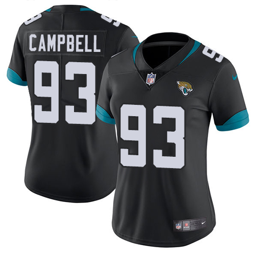 Nike Jacksonville Jaguars 93 Calais Campbell Black Team Color Women Stitched NFL Vapor Untouchable Limited Jersey